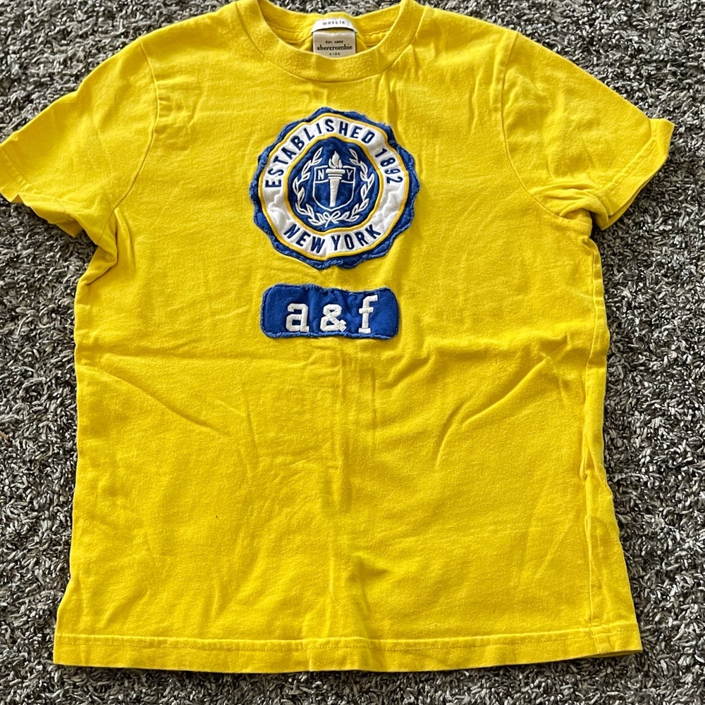 Abercrombie & Fitch Kids Yellow Tee with Blue Graphic (M)